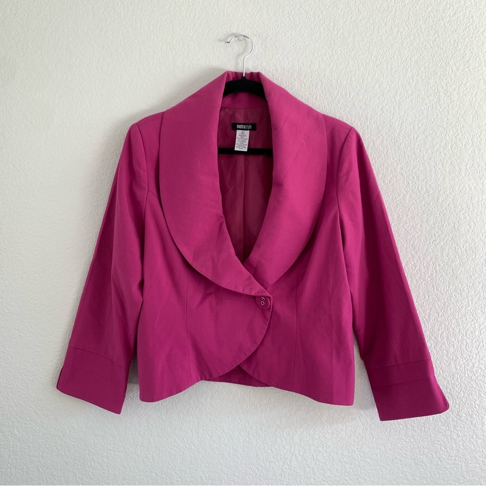 Vintage Fuschia Pink Blazer Jacket with Shoulder Pads